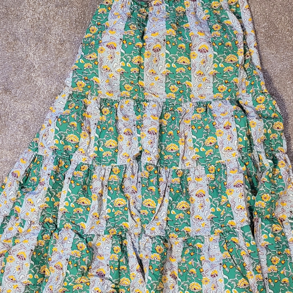 RHODE Green and Yellow Floral Maxi Skirt